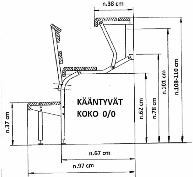 KIKKA lauderunkosarja, seinälle kääntyvä, alumiininen, ruuvipaketti, koko 0/0, Verkkokaupan poistotuote