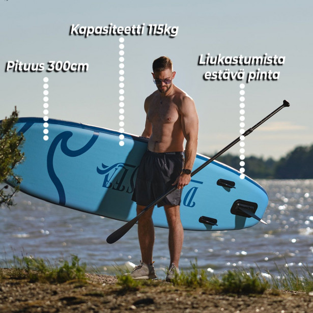 2x SUP-lautasetti Deep Sea Kayak Pro, ilmatäytteinen, 300cm, 15 PSI,  sininen