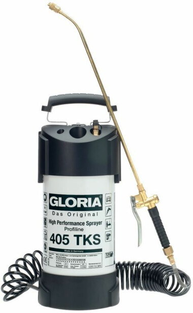 Paineruisku Gloria 405 TKS Profiline, 5L, öljyn-/liuottimienkestävä + spiraaliletku, paineilmaliitin