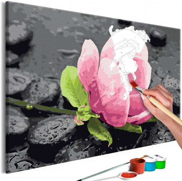 DIY-taulu Artgeist Pink Flower and Stones, 40x60cm