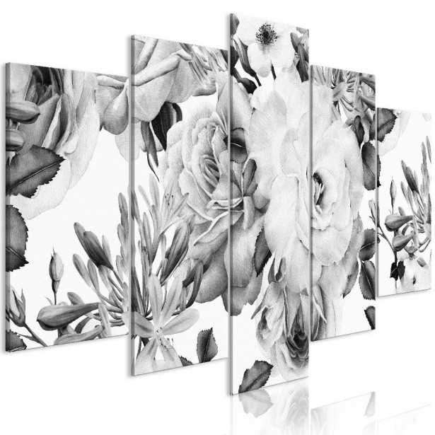 Taulu Artgeist Rose Composition Black and White 5-osainen leveä eri kokoja