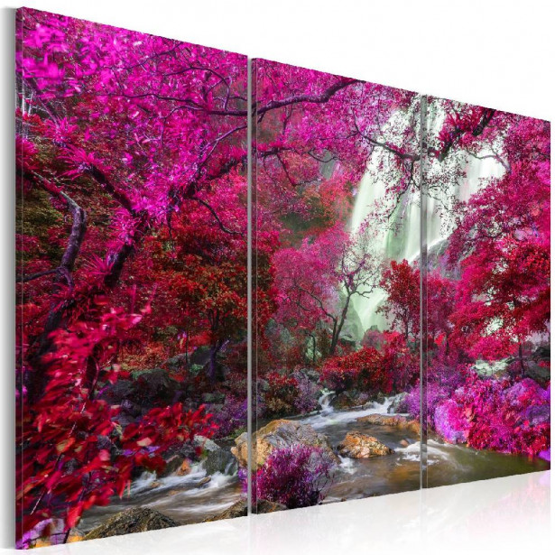 Taulu Artgeist Beautiful Waterfall: Pink Forest eri kokoja