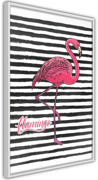 Juliste Artgeist Black Stripes and Flamingo, kehyksillä, eri kokoja