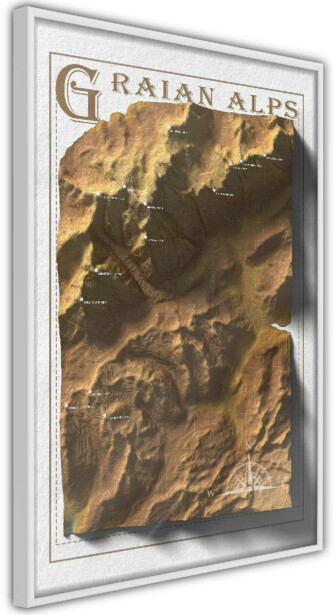 Juliste Artgeist Isometric Map: Graian Alps, kehyksillä, eri kokoja