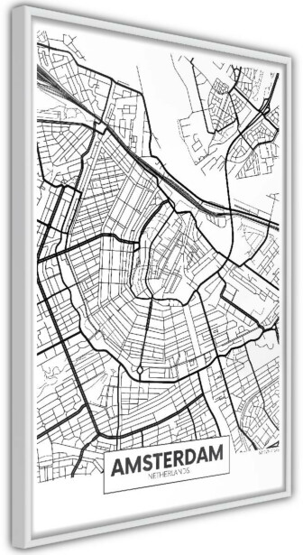 Juliste Artgeist Map of Amsterdam, kehyksillä, eri kokoja