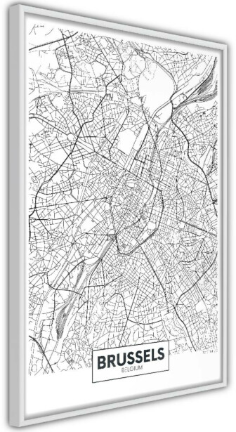Juliste Artgeist Map of Brussels, kehyksillä, eri kokoja