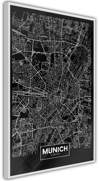 Juliste Artgeist Dark Map of Munich, kehyksillä, eri kokoja