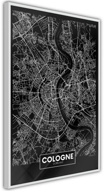 Juliste Artgeist Dark Map of Cologne, kehyksillä, eri kokoja