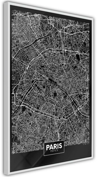 Juliste Artgeist Dark Map of Paris, kehyksillä, eri kokoja