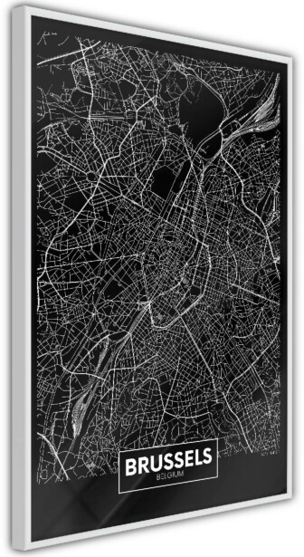 Juliste Artgeist Dark Map of Brussels, kehyskartongilla, kehyksillä, eri kokoja