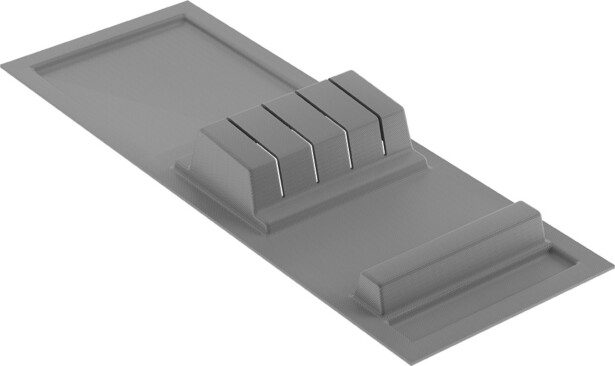 Veitsen säilytyslisäosa Beslag Design Basic, 148x410mm, harmaa