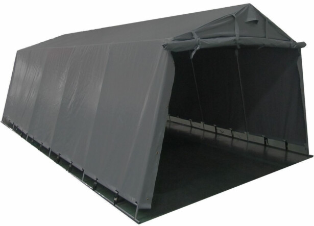 Pressutalli Prohall Grey, 6x3.2x2.2 m, oviaukko 2x3.2-2.4m, 500g/m2, Verkkokaupan poistotuote