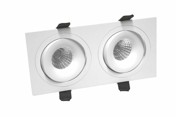 LED-alasvalo FTLIGHT QSPOT, 2x5W, IP44, 3000K, himmennettävä, valkoinen