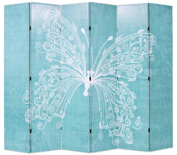 Taitettava tilanjakaja perhoset 228x170 cm sininen_1
