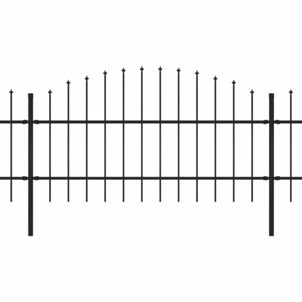 Puutarha-aita, keihäskärjillä, teräs, (0.75-1)x3.4m, musta