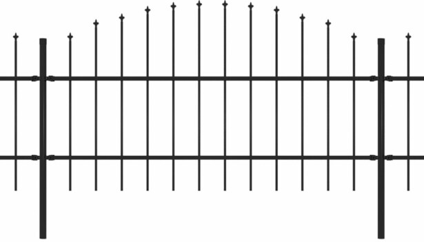 Puutarha-aita, keihäskärjillä, teräs, (0.75-1)x6.8m, musta