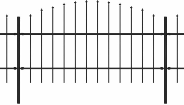 Puutarha-aita, keihäskärjillä, teräs, (0.75-1)x13.6m, musta