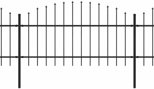 Puutarha-aita, keihäskärjillä, teräs, (1-1.25)x3.4m, musta