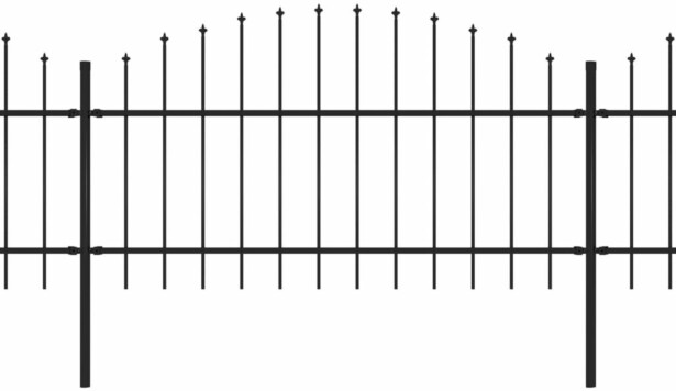 Puutarha-aita, keihäskärjillä, teräs, (1-1.25)x5.1m, musta