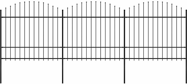Puutarha-aita, keihäskärjillä, teräs, (1.5-1.75)x5.1m, musta