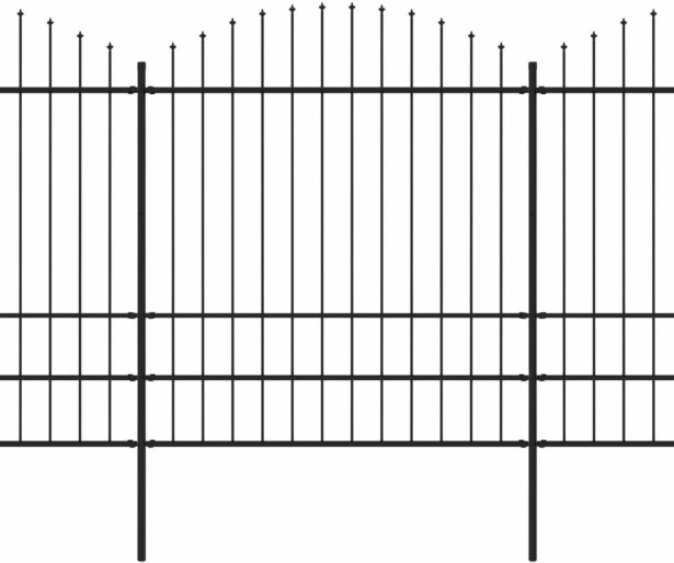 Puutarha-aita, keihäskärjillä, teräs, (1.75-2)x5.1m, musta