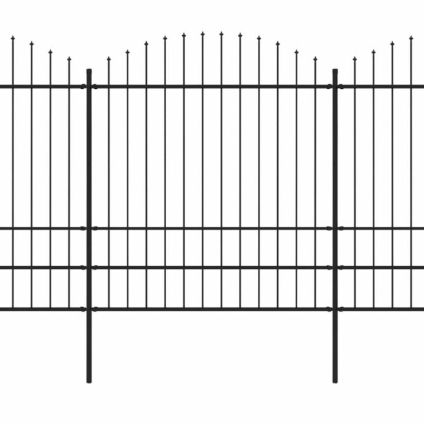 Puutarha-aita, keihäskärjillä, teräs, (1.75-2)x8.5m, musta