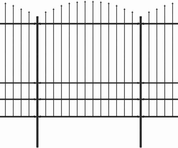 Puutarha-aita, keihäskärjillä, teräs, (1.75-2)x13.6m, musta