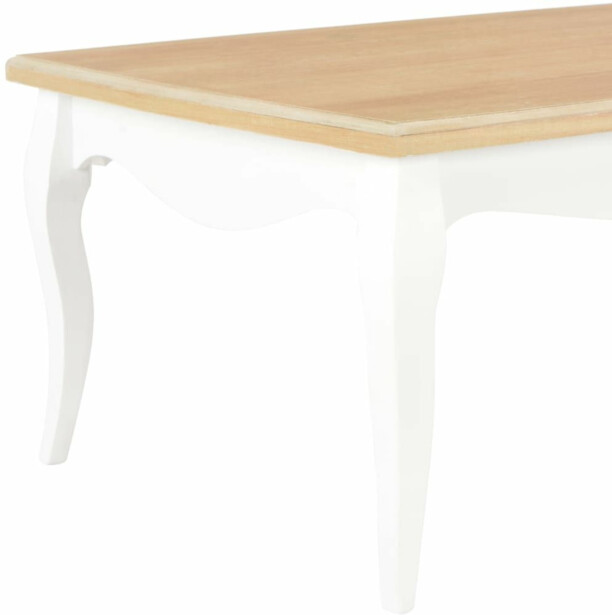 Sohvapöytä, valkoinen ja ruskea, 110x60x40 cm, täysi mänty 