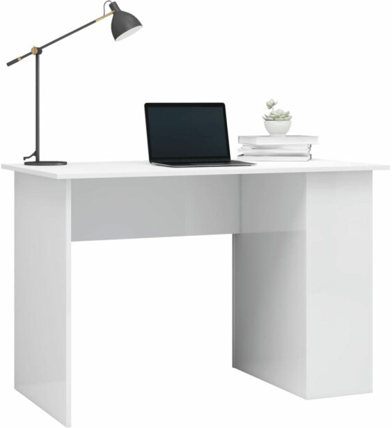 Työpöytä korkeakiilto valkoinen 110x60x73 cm lastulevy 