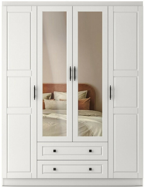 Vaatekaappi Linento Furniture Bahar 654 140cm valkoinen