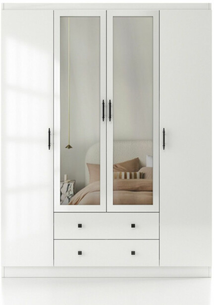 Vaatekaappi Linento Furniture Lavinia 1054 140cm valkoinen