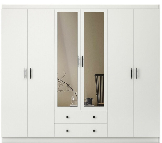 Vaatekaappi Linento Furniture Lavinia 1056 210cm valkoinen