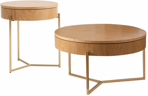 Sohvapöytä Linento Furniture Islo 2-osainen natural/kulta