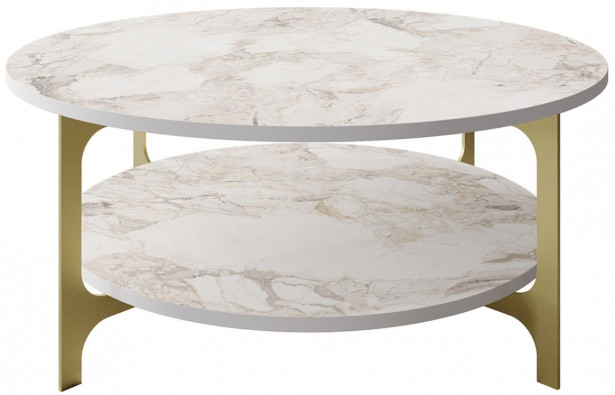 Sohvapöytä Linento Furniture Versy, 90cm, kulta/valkoinen