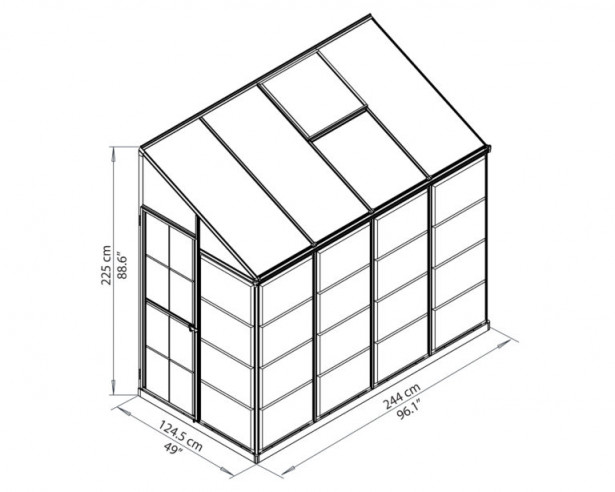 AB Polar Kasvihuone Hybrid 3 m² kennolevyllä 