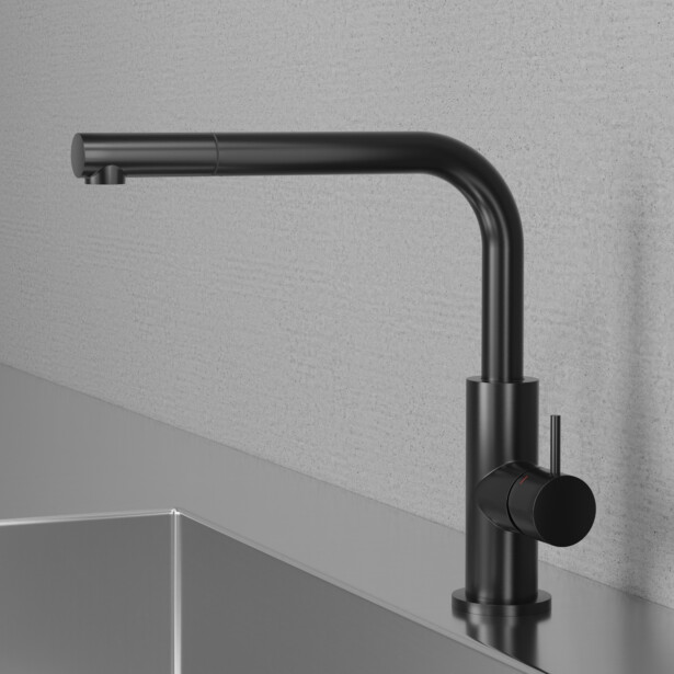 Keittiöhana Scandtap Steel Accent 90 Shadow, ulosvedettävä juoksuputki, musta