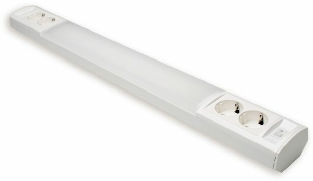 LED-työpistevalaisin Ensto Ami AL124L1150, 14W/830/840, 1152mm, 2x2-osainen pistorasia + kytkin, valkoinen, Verkkokaupan poistotuote