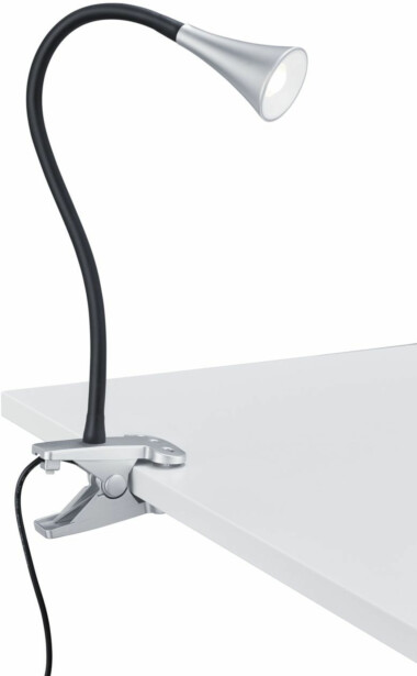 LED-pöytävalaisin Trio Viper, 62x350 mm, harmaa nipistimellä