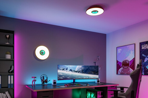 LED-plafondi Paulmann Spaceglow Three RGB+ 1400lm 21W himmennettävä mattamusta