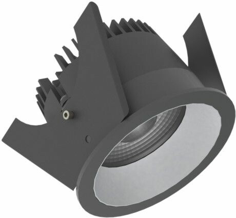 LED-alasvalo Illuxtron Strada, Ø75mm, HV-FD, 800lm, 3000K, 40°, musta/hopea