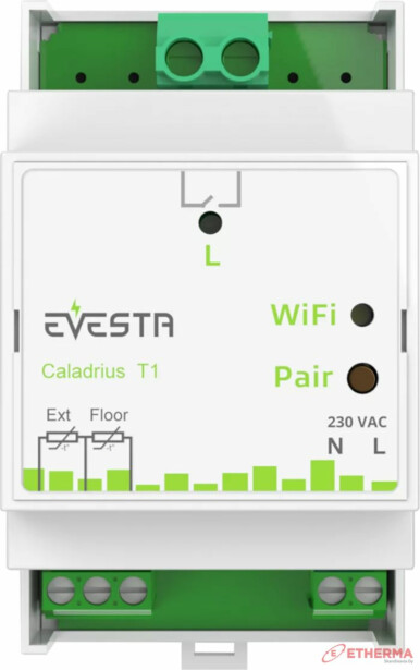 Älytermostaatti pörssisähköohjauksella Etherma Evesta Caladrius T1, wifiohjelmoitava, 1-vaihe 1x16A