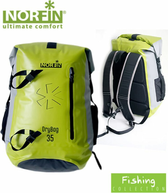 Reppu Norfin Dry Bag 35, vesitiivis, keltainen/musta