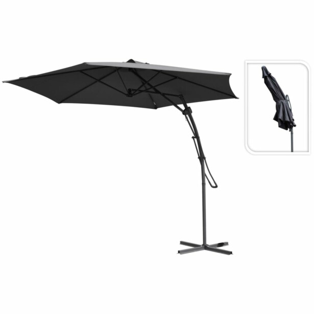 ProGarden Riippuva päivänvarjo tummanharmaa 300 cm