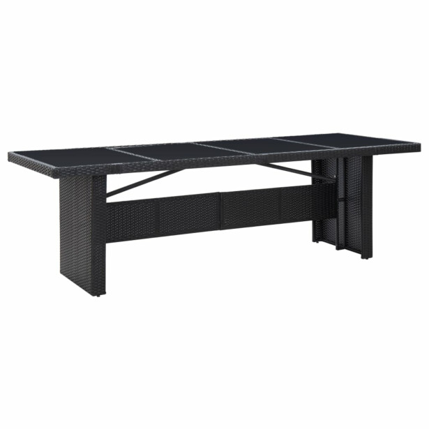 Puutarhapöytä musta 240x90x74 cm polyrottinki ja lasi