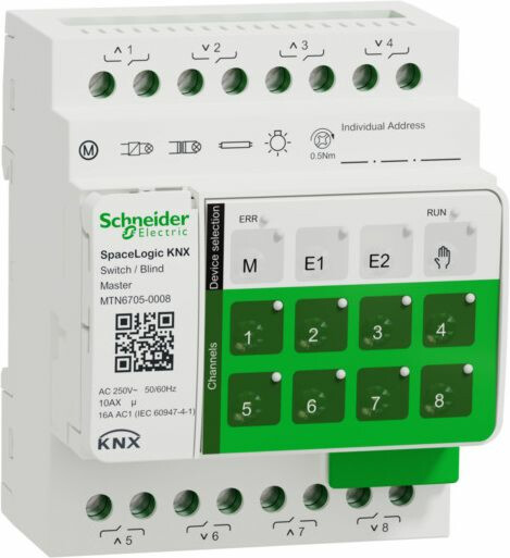 Lähtöyksikkökytkin Schneider Electric SpaceLogic KNX Mas 8-kanavainen 16A DIN