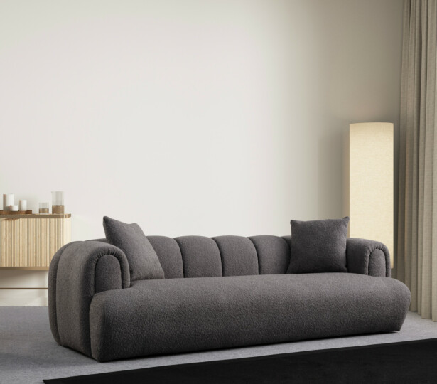 Sohva Linento Furniture Puffy, antrasiitti, 3-istuttava