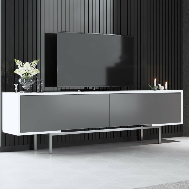 TV-taso Linento Furniture Force, antrasiitti/valkoinen/hopea