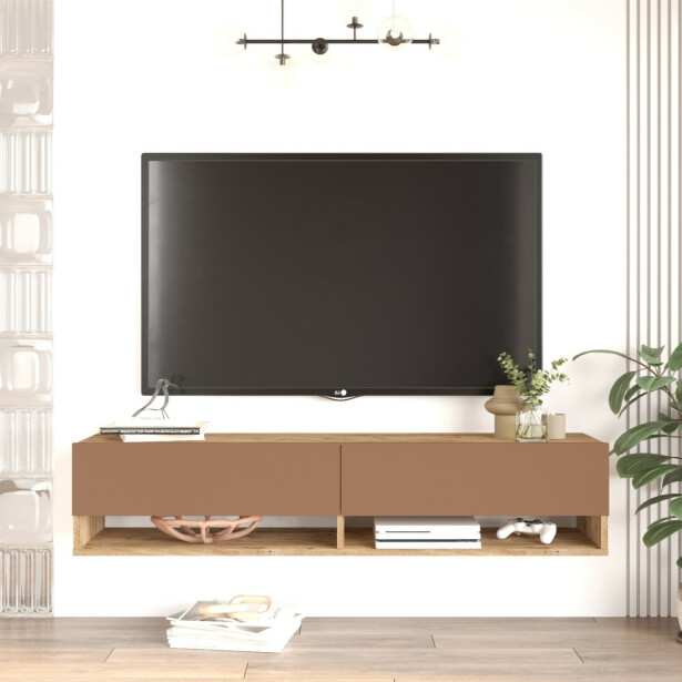 TV-taso Linento Furniture FR11, tiilenpunainen/atlassetri