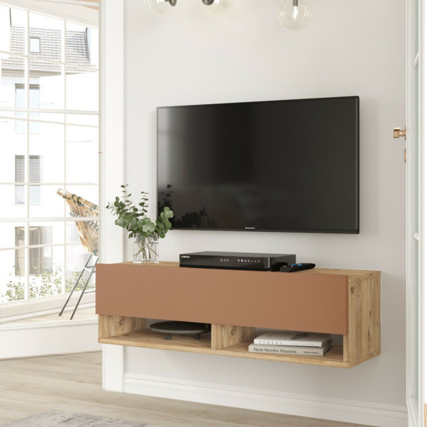 TV-taso Linento Furniture FR13, tiilenpunainen/atlassetri