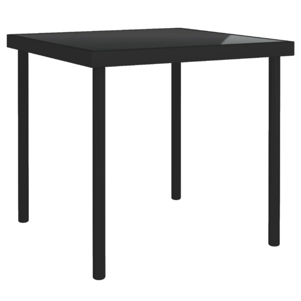 Ulkoruokapöytä musta 80x80x72 cm lasi ja teräs